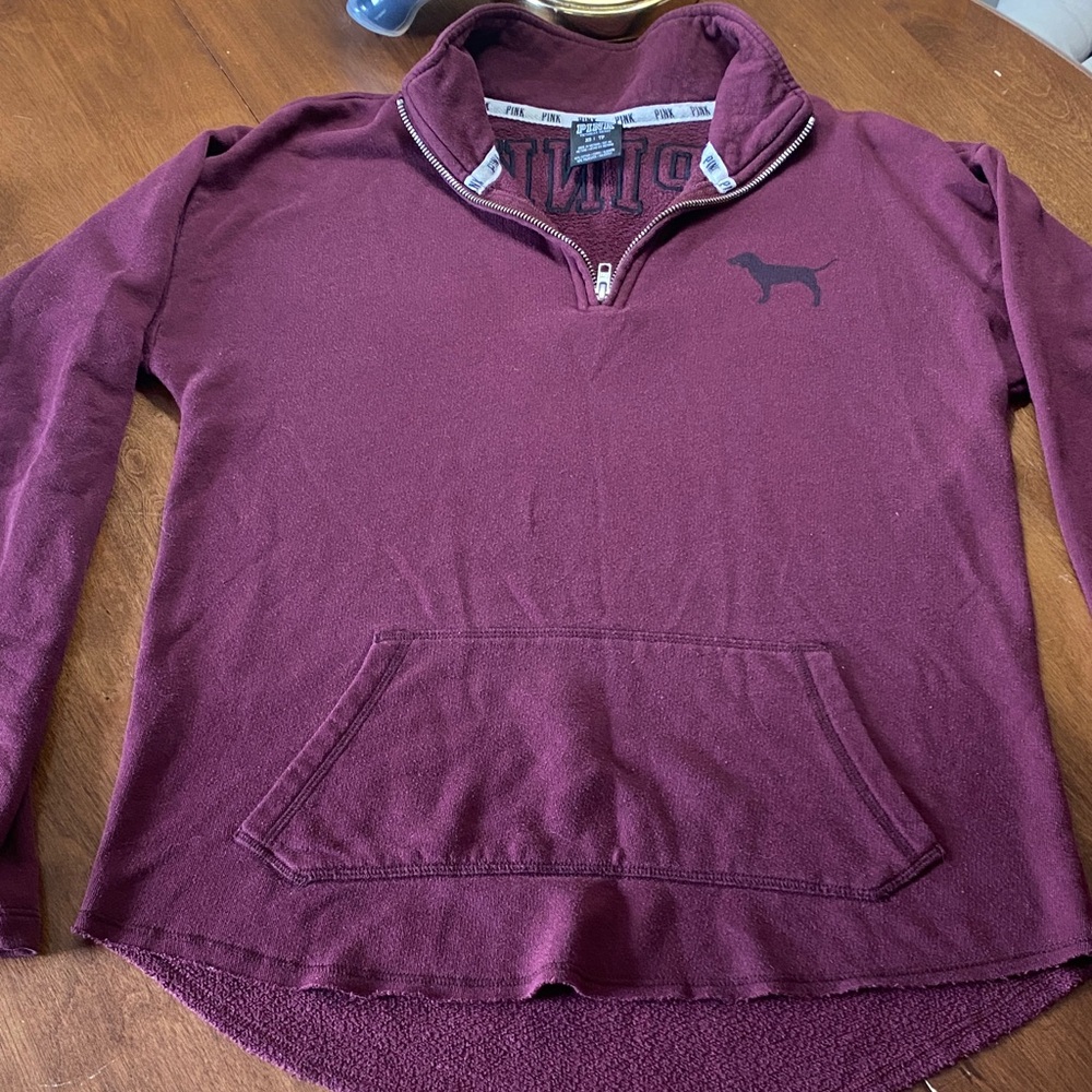 PINK Victoria's Secret Maroon Half-Zip Sweatshirt